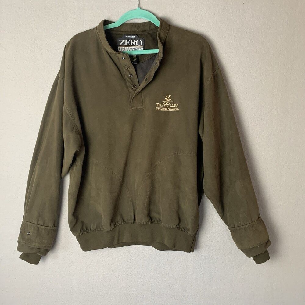 Zero Restriction Pullover Mens M Green MicroSuede 1/4 Snap Golf Jacket USA READ